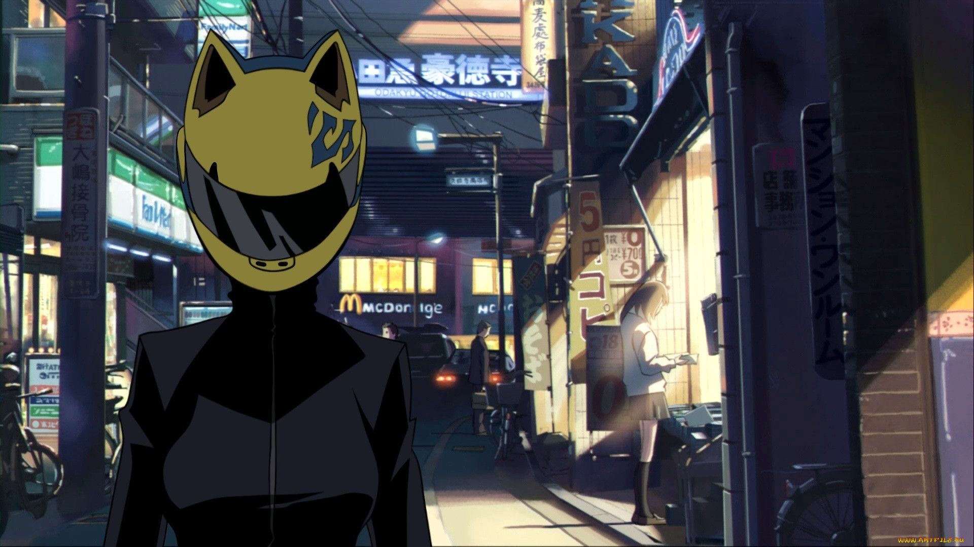 Обои Аниме Durarara!!, обои для рабочего стола, фотографии аниме,  dyurarara, селти, всадник, без, головы, шлем, улица, девушка Обои для  рабочего стола, скачать обои картинки заставки на рабочий стол.